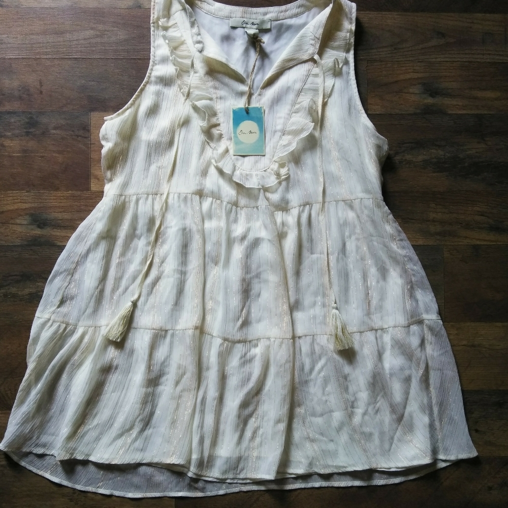 Ella Moon Gold Striped Top Womens Size: M